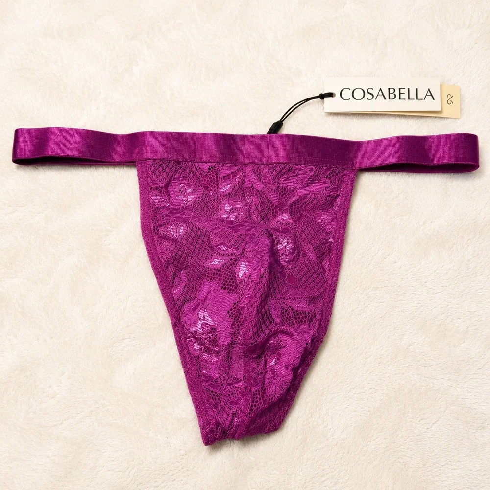 COSABELLA NSN Men's Italian Lace Thong Swiss Beet‎ Purple - Size M / NWT